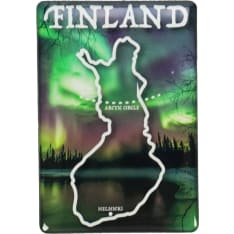 Happy Traveler Suomenkartta Revontulet Picture Magnet