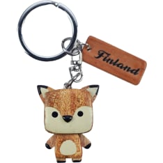 Happy Traveler Fox Cube-head Wooden Keychain