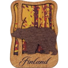 Happy Traveler Bear Silhouette Wood Magnet