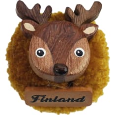 Happy Traveler Reindeer Pom-pom Wood Magnet