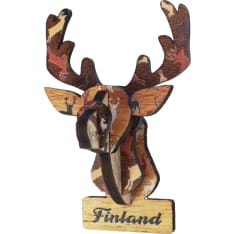 Happy Traveler Reindeer Head 3D Wood Magnet