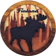Happy Traveler Moose Shadow Wood Magnet