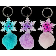 Snowflake Pom-Pom Keychain (Pink/Blue/Purple) 12 pcs assortment