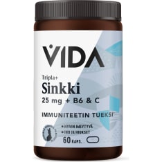 Vida Zinc Supplement Tripla+ Zinc 60 capsules/25mg dietary supplement