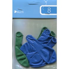 Latex balloons green/blue 8 pcs