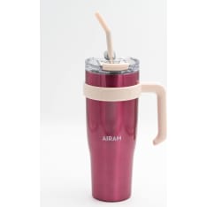 Airam Jumbo steel mug 1.2L Pink ribbon
