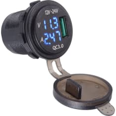 BrightSolar 12/24V USB charging port with volt and ammeter QC3.0