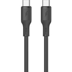 Le-On Ultrasoft Type-C musta 2 m 60 W latauskaapeli