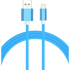 Le-On USB-A / Lightning sininen 2 m punottu latauskaapeli