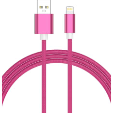Le-On USB-A / Lightning pinkki 2 m punottu latauskaapeli