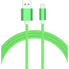 Le-On USB-A / Lightning vihreä 2 m punottu latauskaapeli