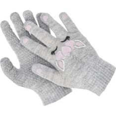 Wahlsten Unicorn Light Grey Knitted Gloves for Children