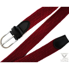 Veniz 30mm Gun metal buckle dark red elastic belt