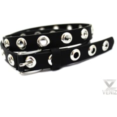 Veniz 20mm black leather belt with silver rivets