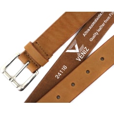 Veniz 30mm sand leather belt with silver buckle