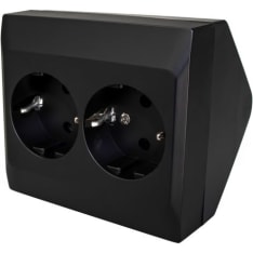 Socket outlet 2-gang HIILI angled surface-mounted grounded  screw terminals