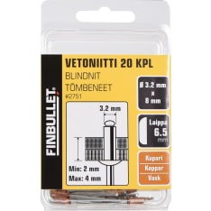 Finbullet kupari vetoniitti 20kpl