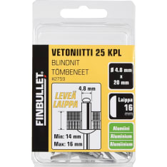 Finbullet alumiini 4.8 x 20mm vetoniitti