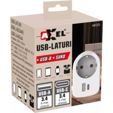 Axxel 2x3.4A 5V DC USB-laturi