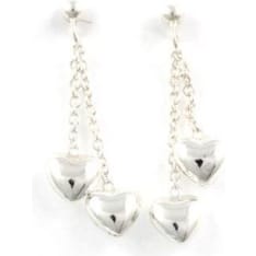 Silver Bar Heart twin silver earrings