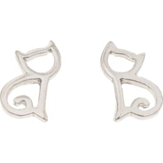 Silver Bar cat earrings