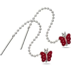 Silver Bar Butterfly with chain silver earrings
