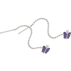 Silver Bar Butterfly with chain silver earrings