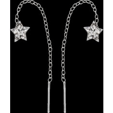 Silver Bar Star flower silver earrings