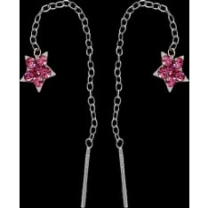 Silver Bar Star flower silver earrings