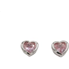 Silver Bar CZ Heart silver earrings