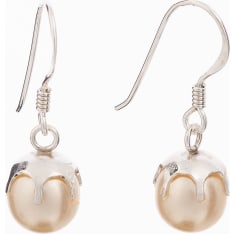 Silver Bar Crown of pearls 7 mm silver earrings