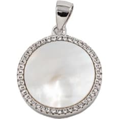 Silver Bar 6498 Pearl coin pendant