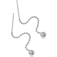 Silver Bar Pearl with chain silver earrings