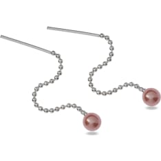 Silver Bar Pearl with chain silver earrings