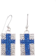 Silver Bar Finland flags zircon silver earrings