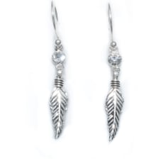 Silver Bar 6825 Feather crystal silver earrings