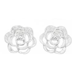 Silver Bar 7612 Lace rose silver earrings
