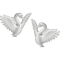 Silver Bar Satin swan earrings