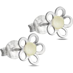 Silver Bar Open flower earrings