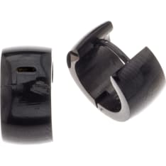 Silver Bar 7715 Shiny black 7 mm steel earrings