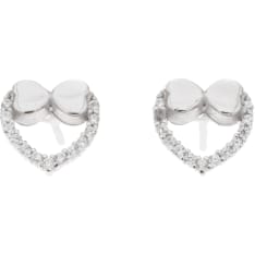 Silver Bar 7793 Bow heart CZ silver earrings