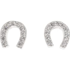 Silver Bar 7952 Horseshoe zircon silver earrings