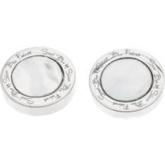 Silver Bar 8128 Pearl puck steel earrings