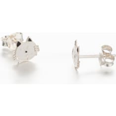 Silver Bar Cat head silver earrings