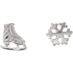 Silver Bar Skate and Flake Earrings