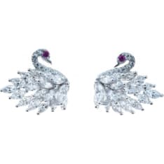Silver Bar 8419 Beautiful swan silver earrings