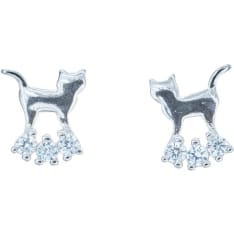 Silver Bar 8421 Cat with stones silver earrings