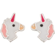 Silver Bar Unicorn head silver earrings