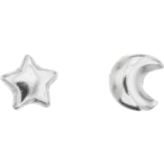 Silver Bar 8466 Moon and star earrings