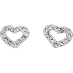 Silver Bar Mini Heart Crystal Earrings